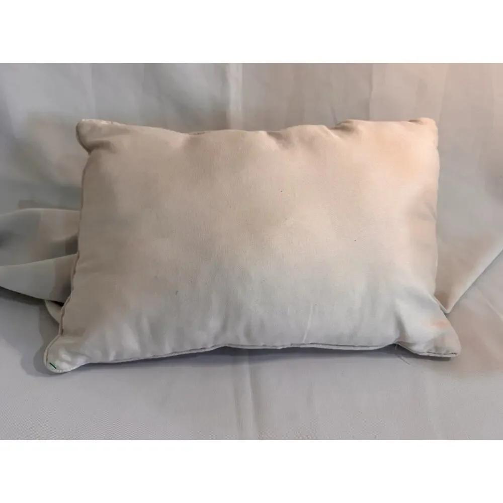 Embroidered Floral Cotton Decorative Pillow White 16x9